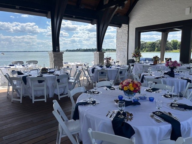Pavilion set up for a wedding reception at The Place at Lake Placid